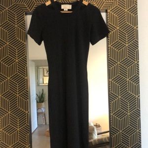 Nicole Miller Artelier Ribbed Knit Black Cutout Dress
